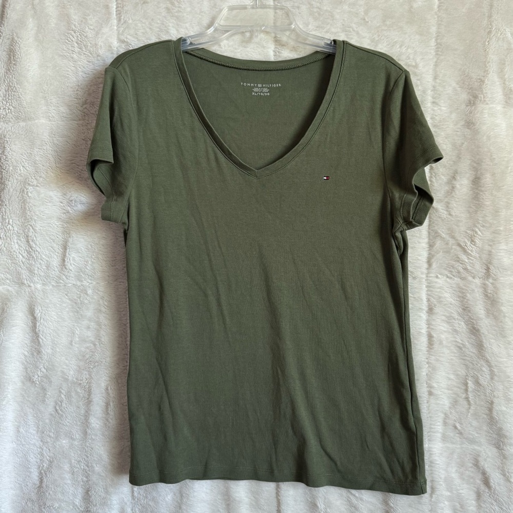 Tommy Hilfiger Women's Short Sleeve Olive Tee